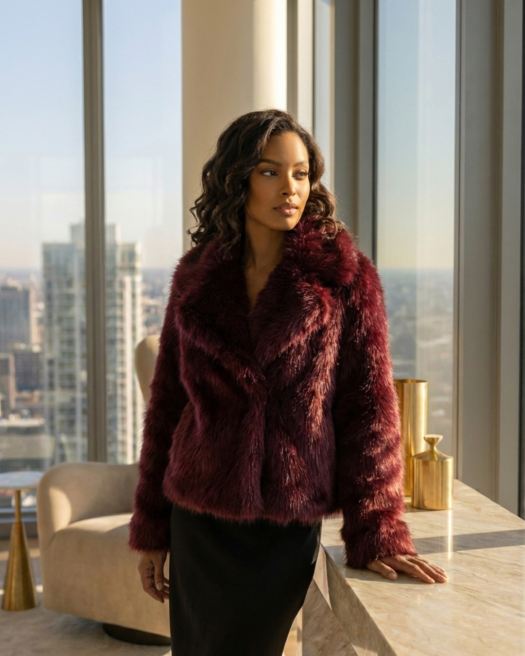 Luxe Plush Faux Fur Cropped Coat