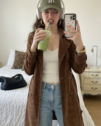 Vintage Suede Trench Coat