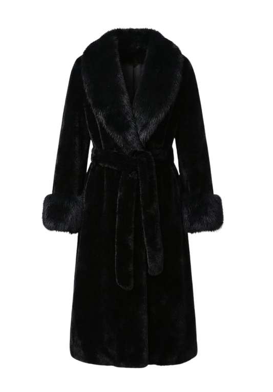 Faux Fur Self Tie Oversized Coat