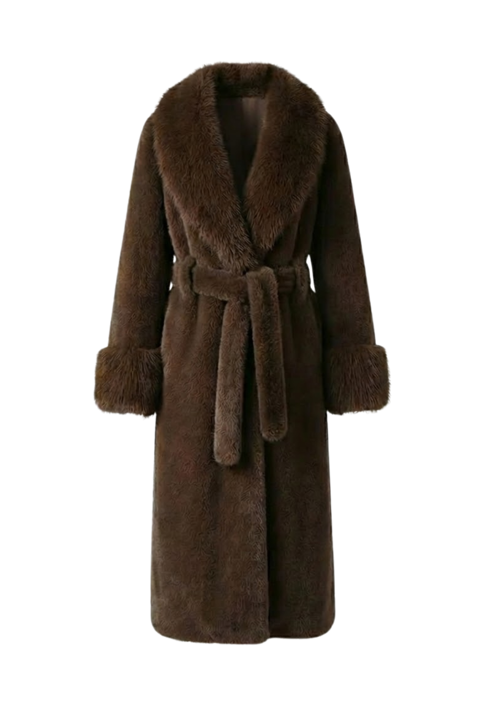 Faux Fur Self Tie Oversized Coat
