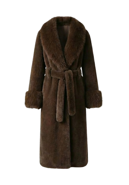 Faux Fur Self Tie Oversized Coat
