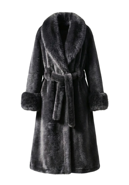 Faux Fur Self Tie Oversized Coat