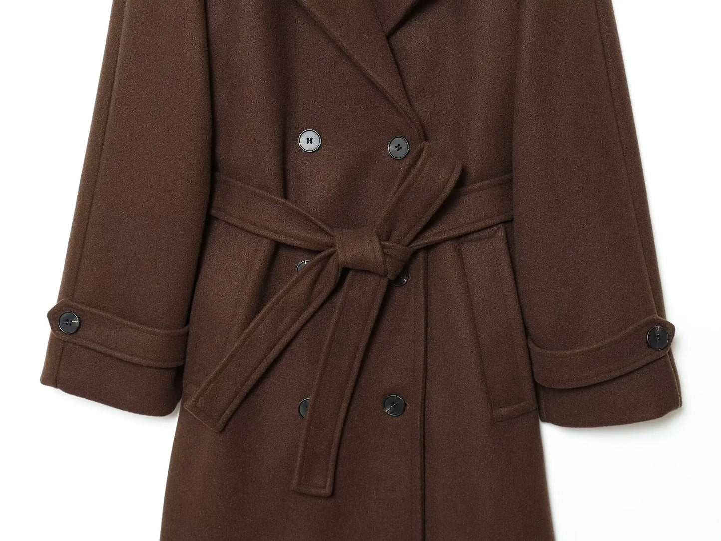 Double-Breasted Belted Long Coat