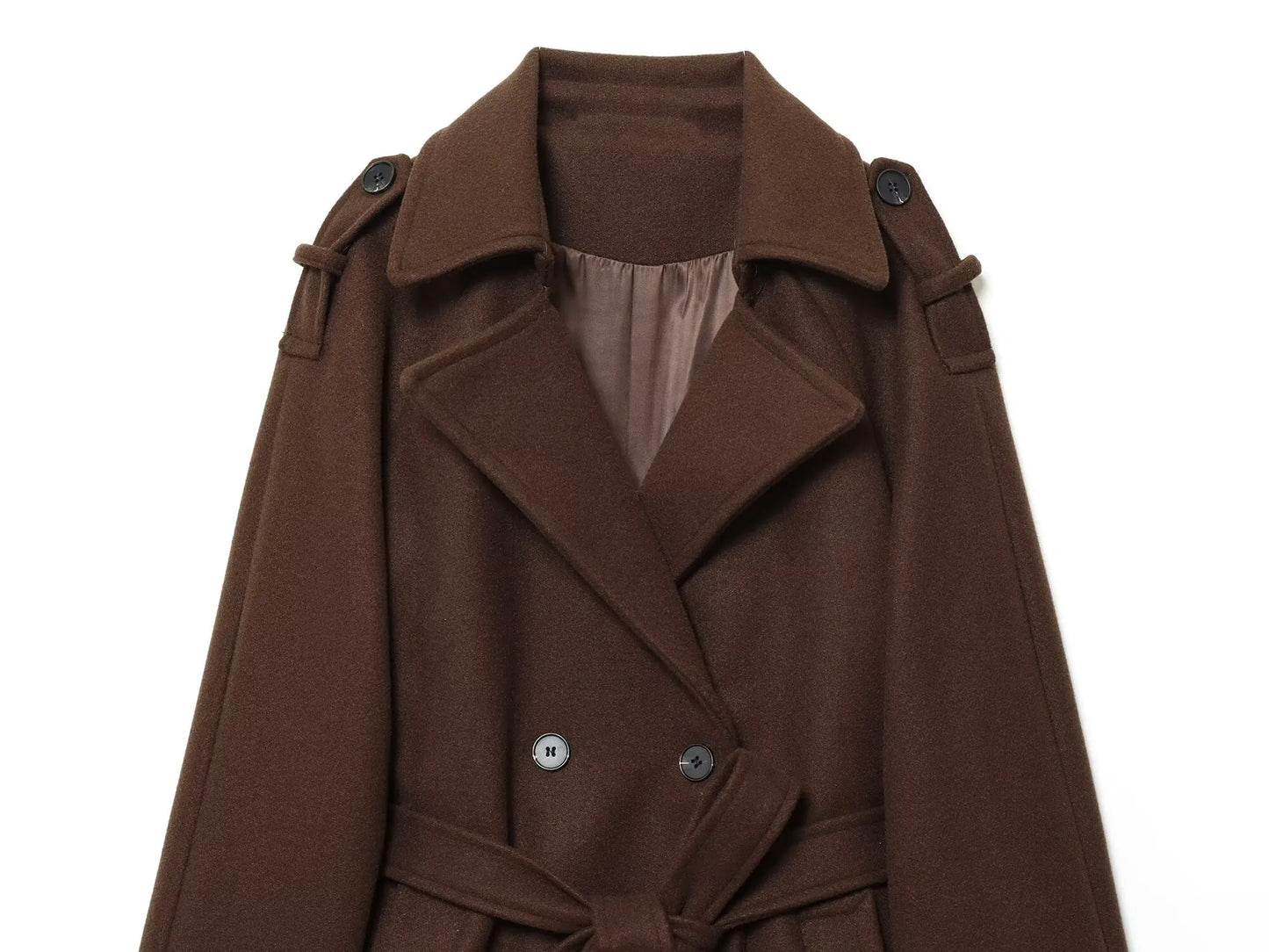 Double-Breasted Belted Long Coat