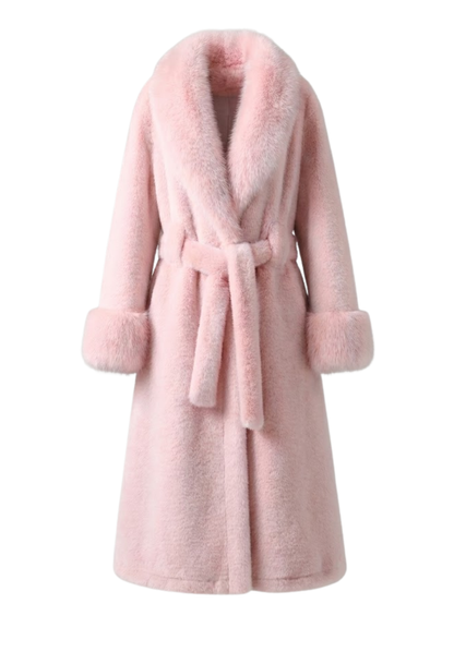 Faux Fur Self Tie Oversized Coat